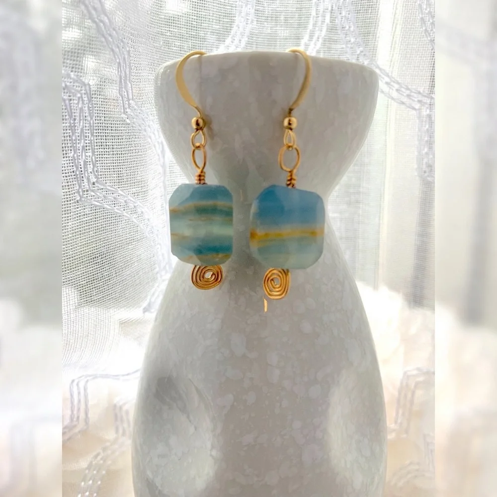 Handmade Calcite Stone Dangle Earrings